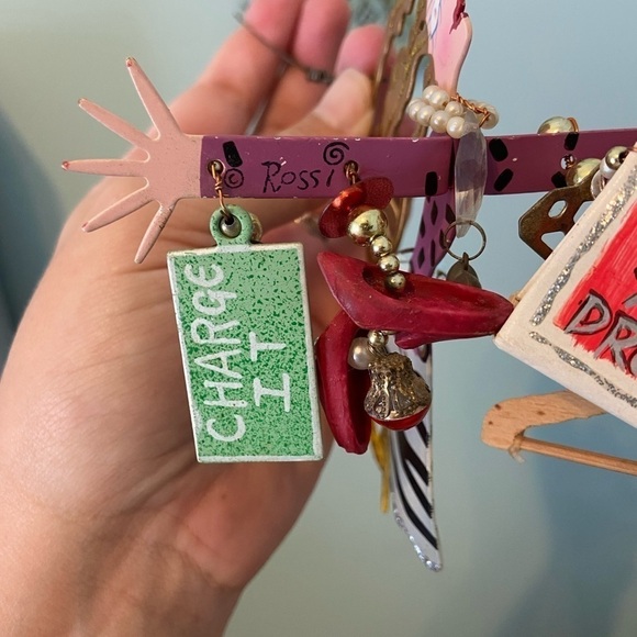 KAREN Rossi Fanciful Flights "Born To Shop" Christmas Mobile Ornament Vtg - Picture 4 of 7